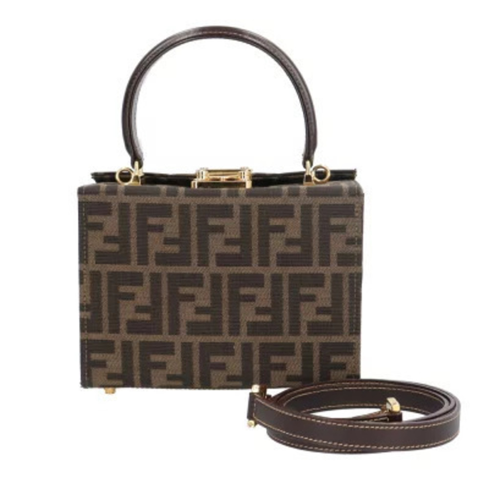 Fendi Vanity Zucca Shoulder Bag Canvas Brown